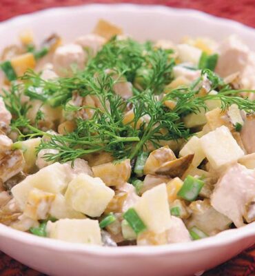 sēņu salāti ar āboliem