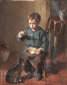 bērns ēd putru