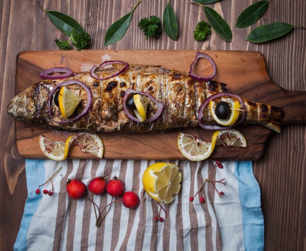 Cepta forele ar dārzeņiem