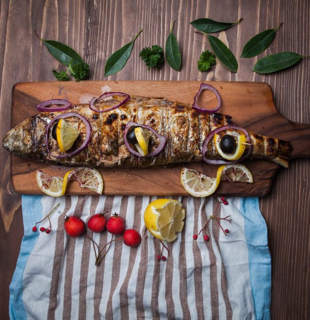 Cepta forele ar dārzeņiem