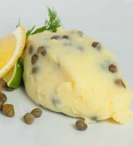 Kartupeļu biezputra ar citronu un kaperiem